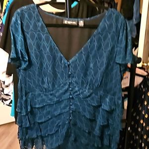 Blue and black blouse button front. 18w